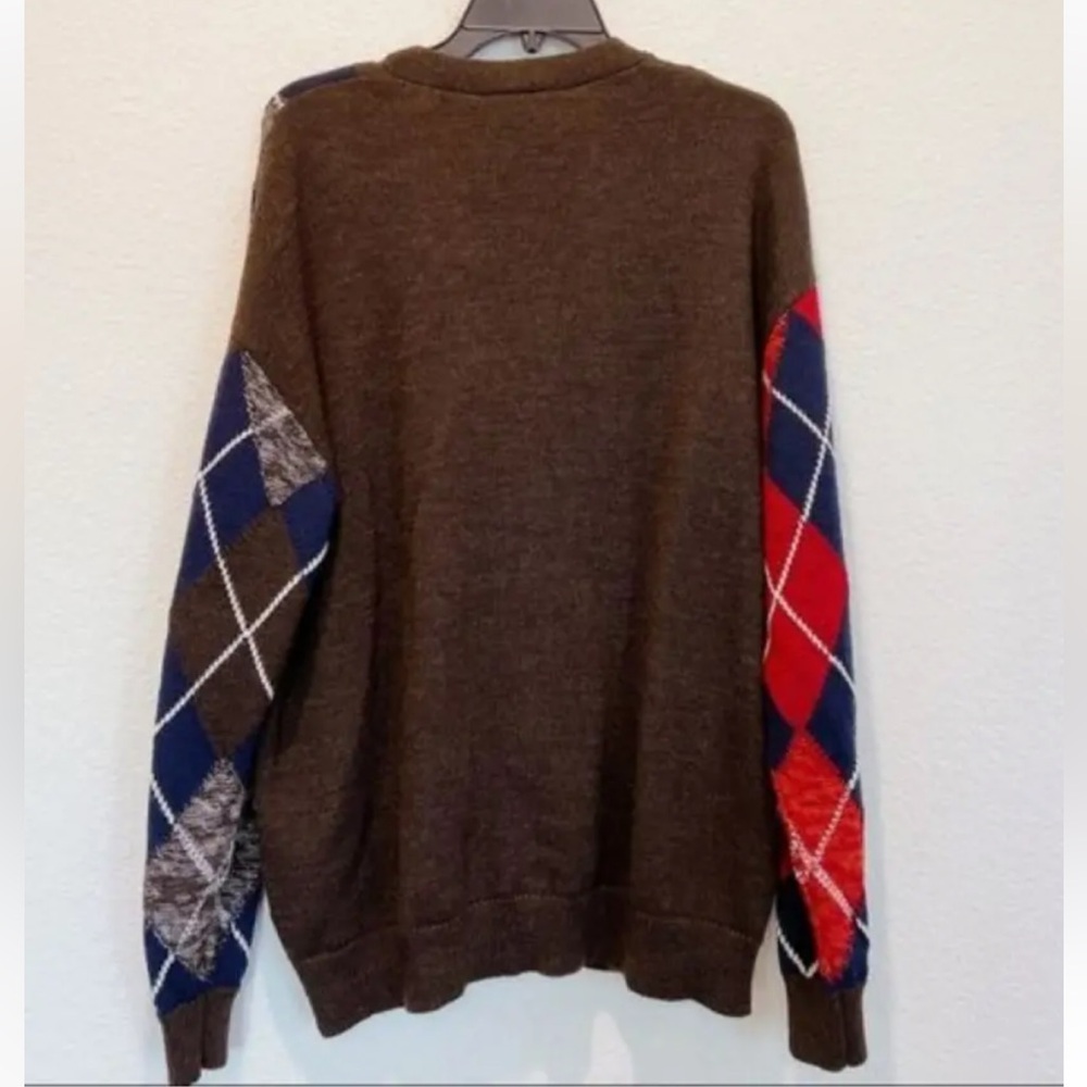 NEW DSQUARED2 Argyle Wool Brown Oversized Patchwork Cardigan Sweater Unisex RARE - Picture 9 of 9